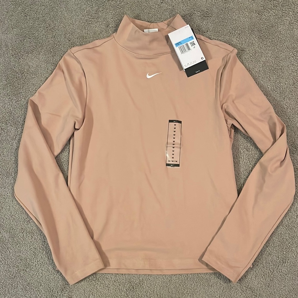 Womens Nike long sleeve with mock neck. Tan/nude color. Size medium.
